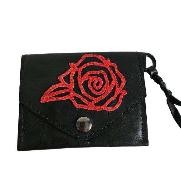Paloma Lidzy Red Rose Black Leather Custom Wallet - Picture 1 of 7